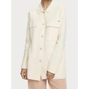 Scotch & Soda cream milano knit minimalist long overshirt